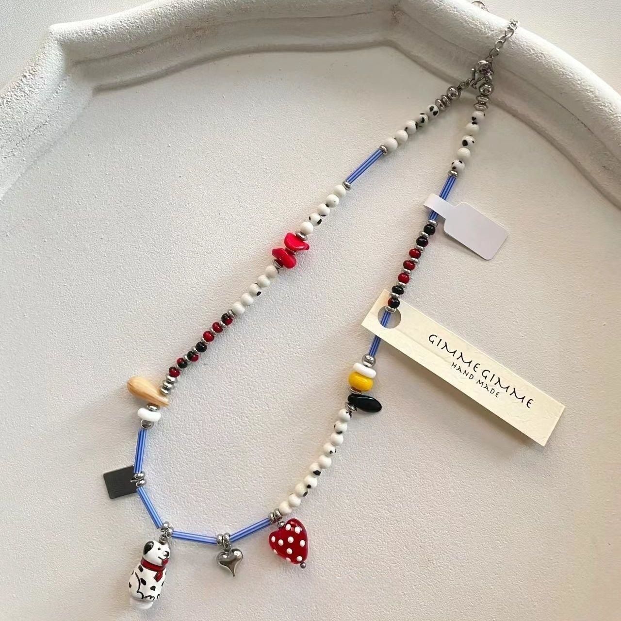 Wholesale Red M bean balloon dog pendant necklace